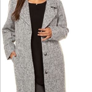 Plus Size Tweed button front pocket coat